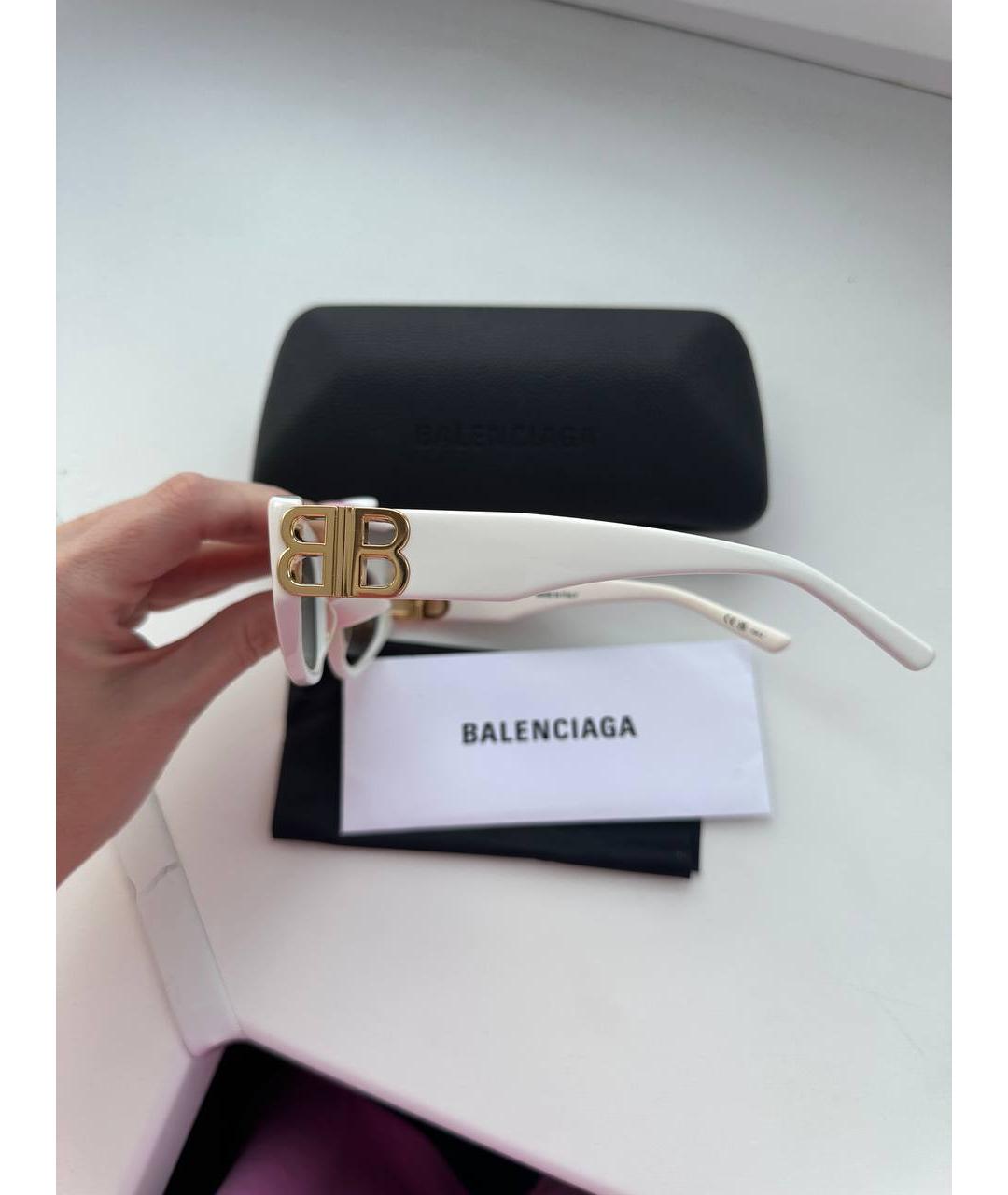 BALENCIAGA Белые пластиковые солнцезащитные очки, фото 2