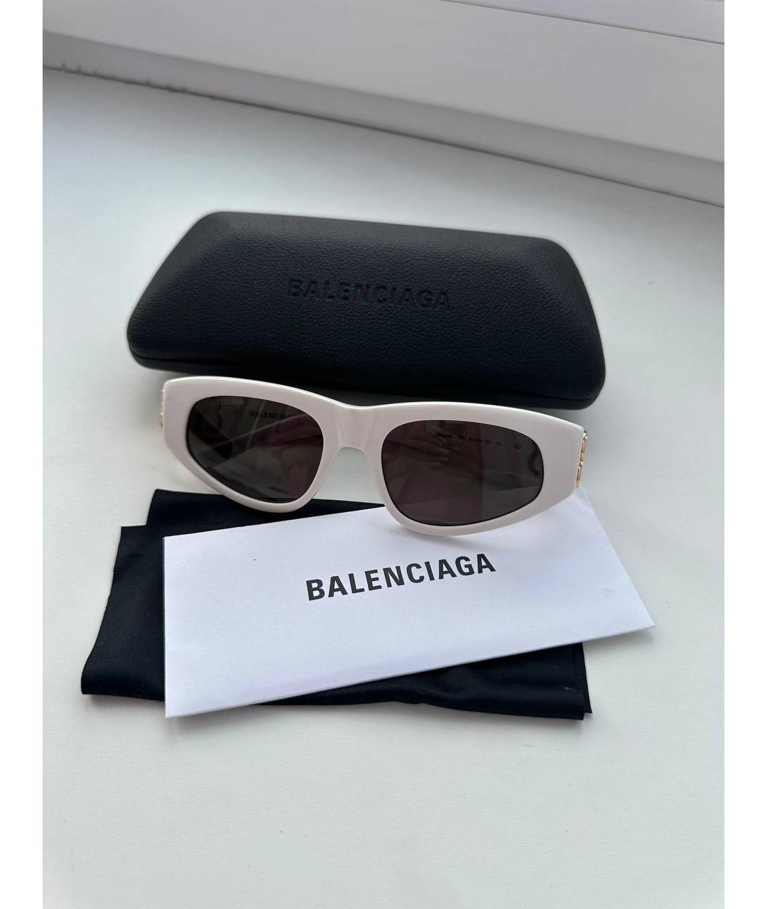 BALENCIAGA Белые пластиковые солнцезащитные очки, фото 5