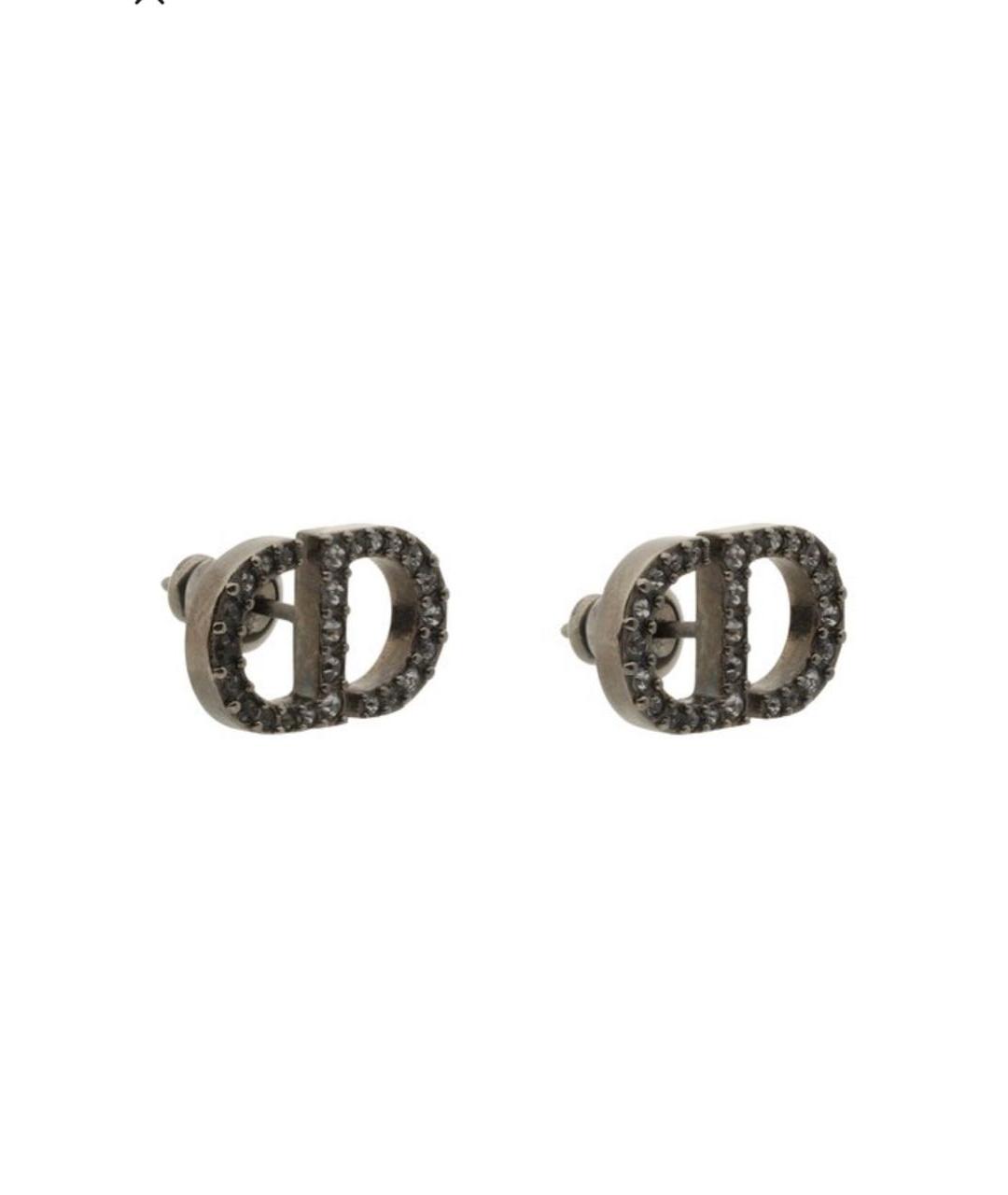 CHRISTIAN DIOR Антрацитовые металлические серьги, фото 2