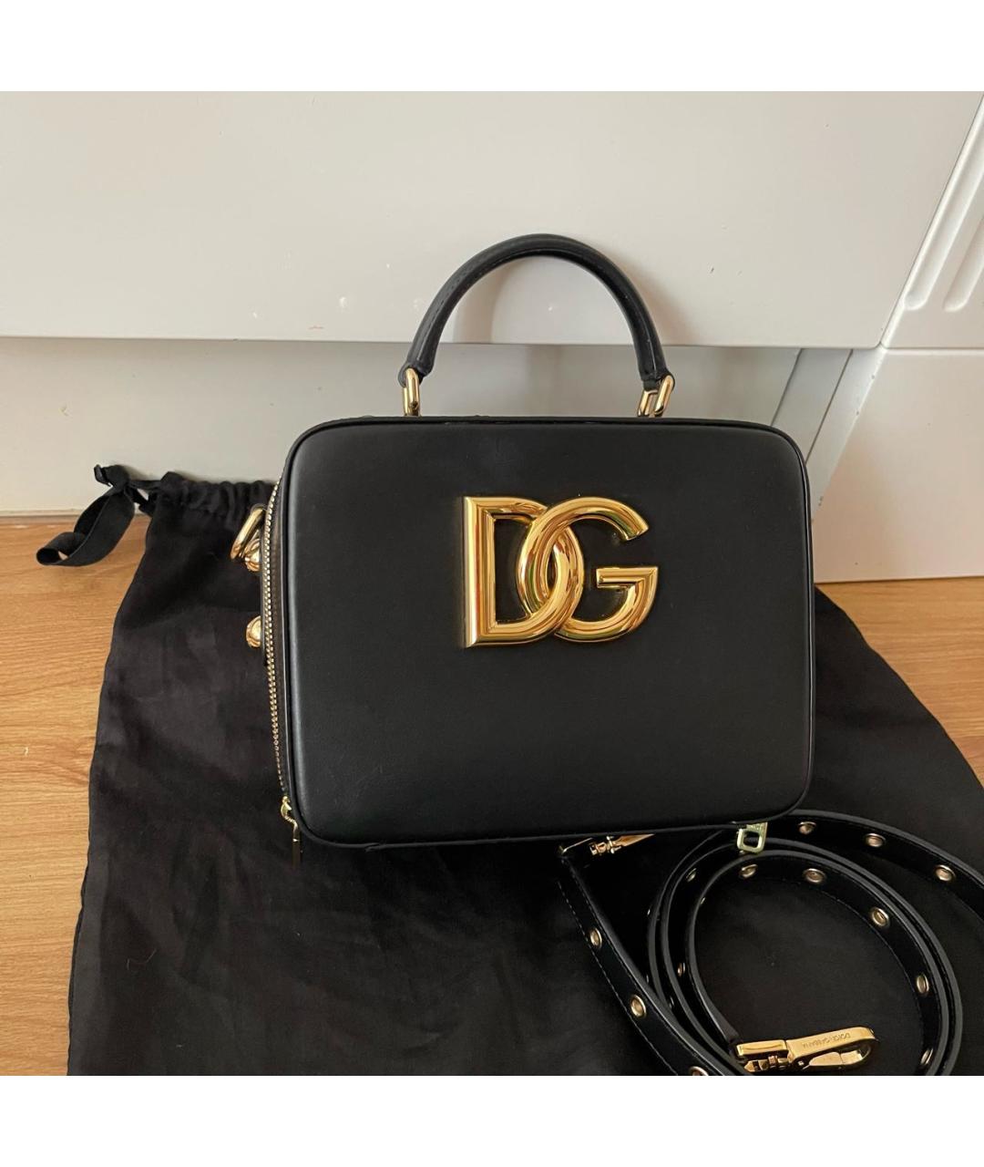 DOLCE&GABBANA Черная кожаная сумка через плечо, фото 6