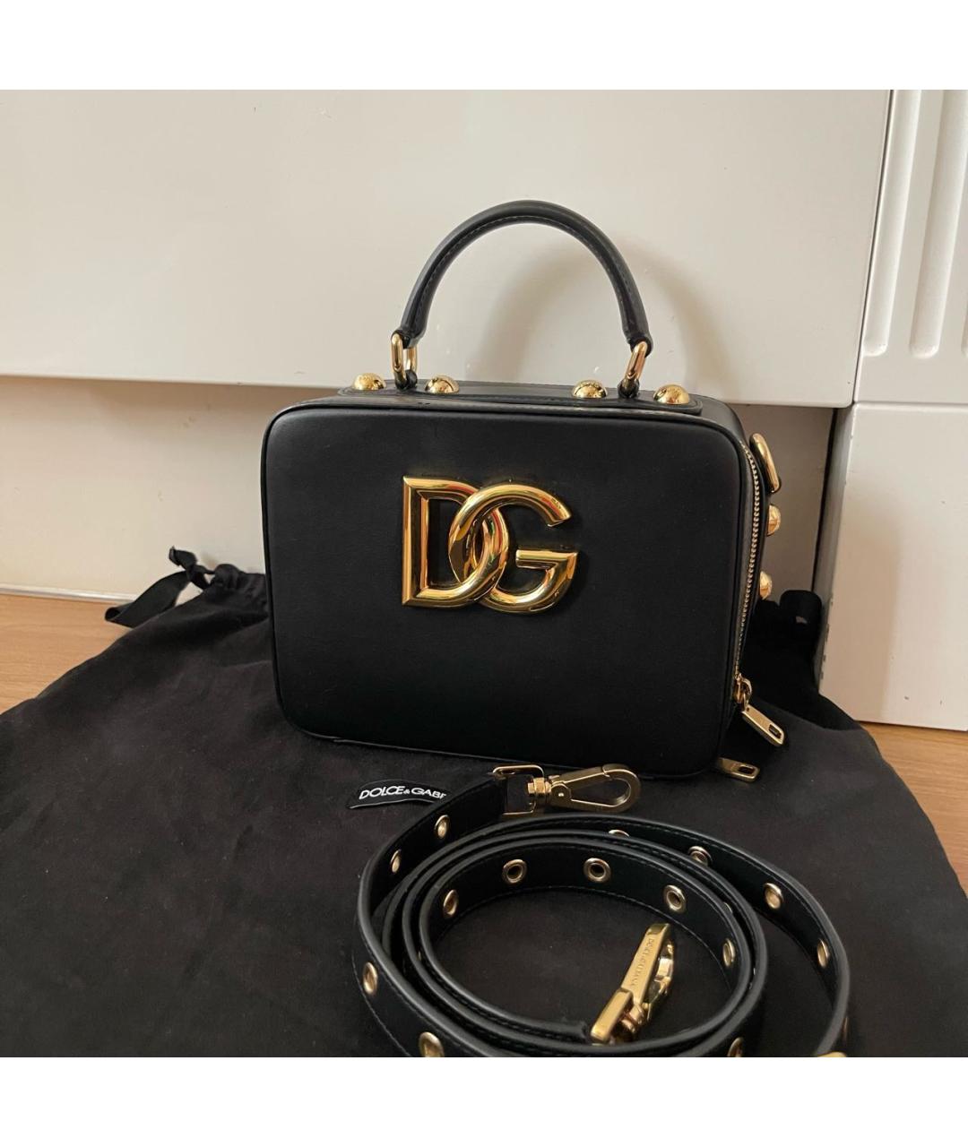 DOLCE&GABBANA Черная кожаная сумка через плечо, фото 2