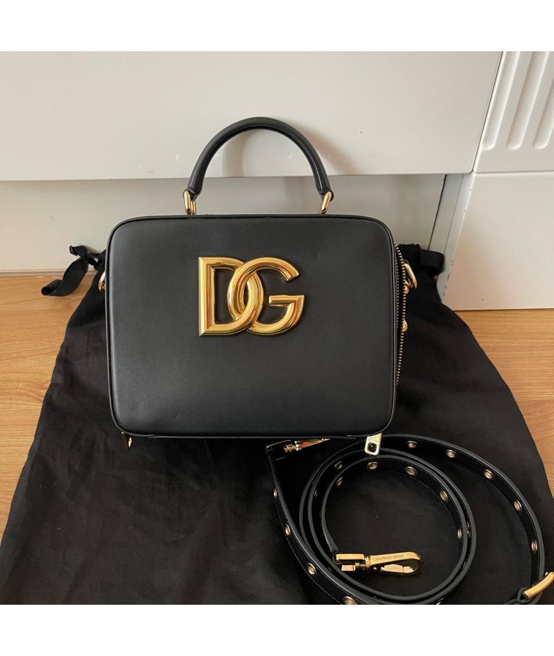 DOLCE&GABBANA Черная кожаная сумка через плечо, фото 5