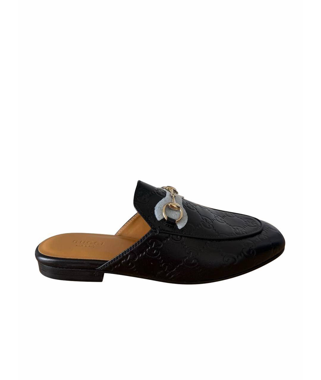 GUCCI Черные кожаные мюли, фото 1