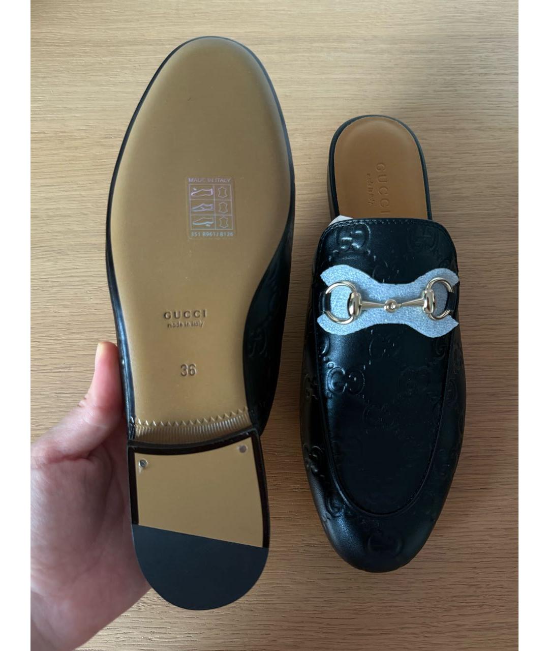 GUCCI Черные кожаные мюли, фото 6