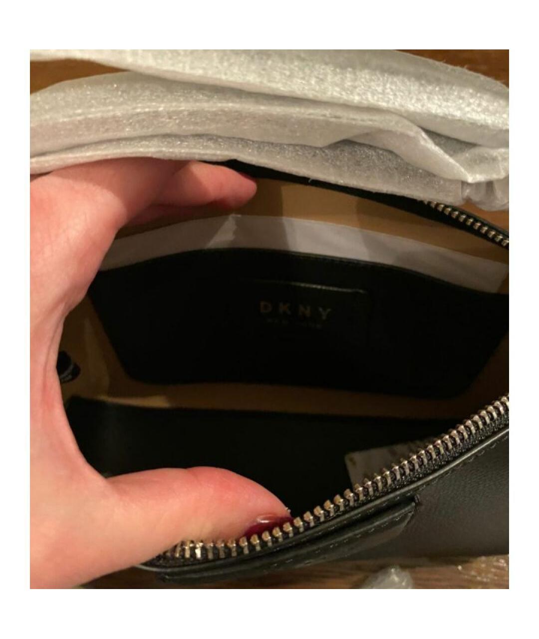 DKNY Черная кожаная сумка через плечо, фото 6