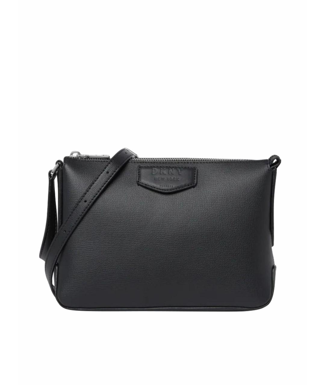 DKNY Черная кожаная сумка через плечо, фото 1