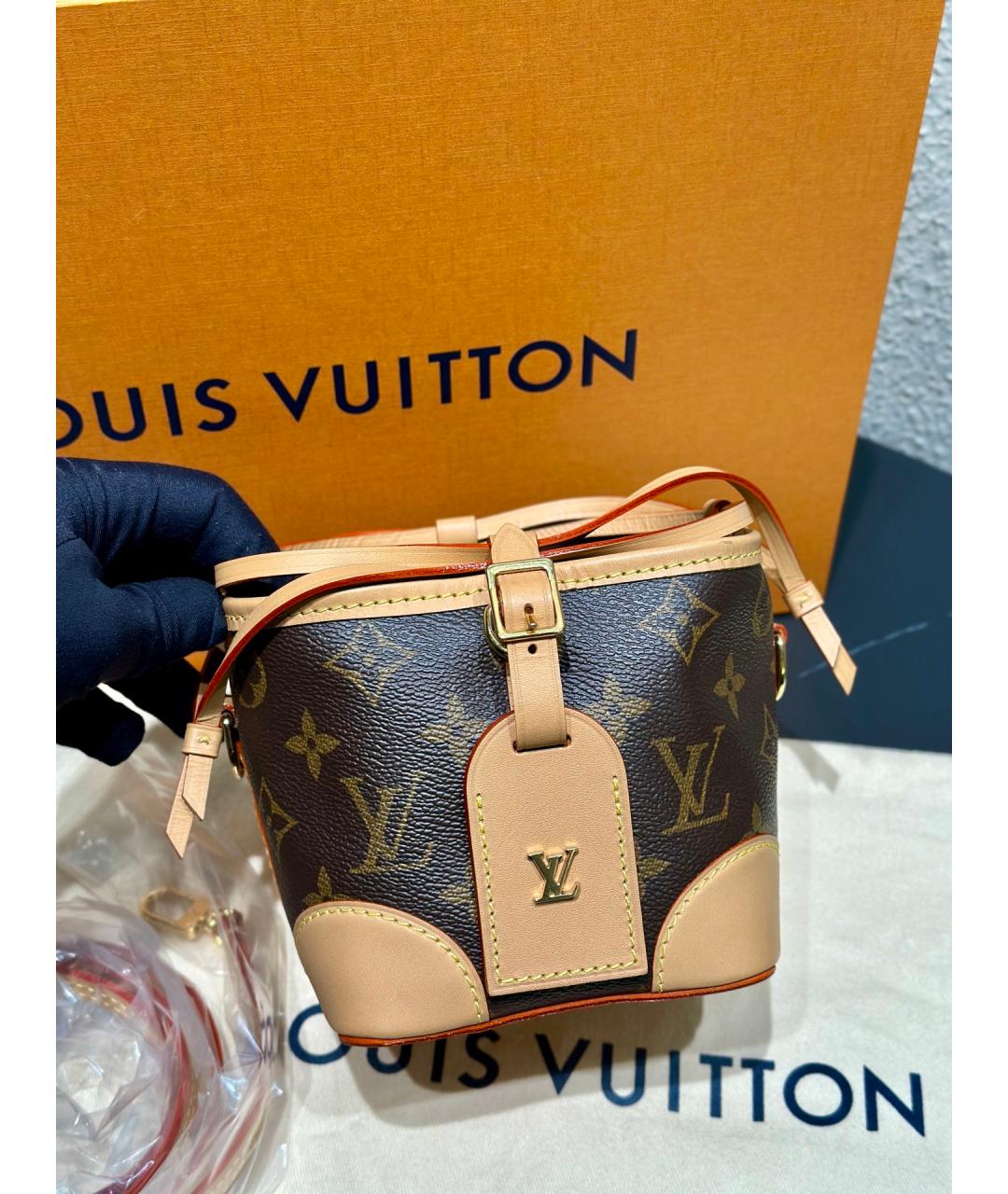 LOUIS VUITTON Коричневая сумка тоут из искусственной кожи, фото 2