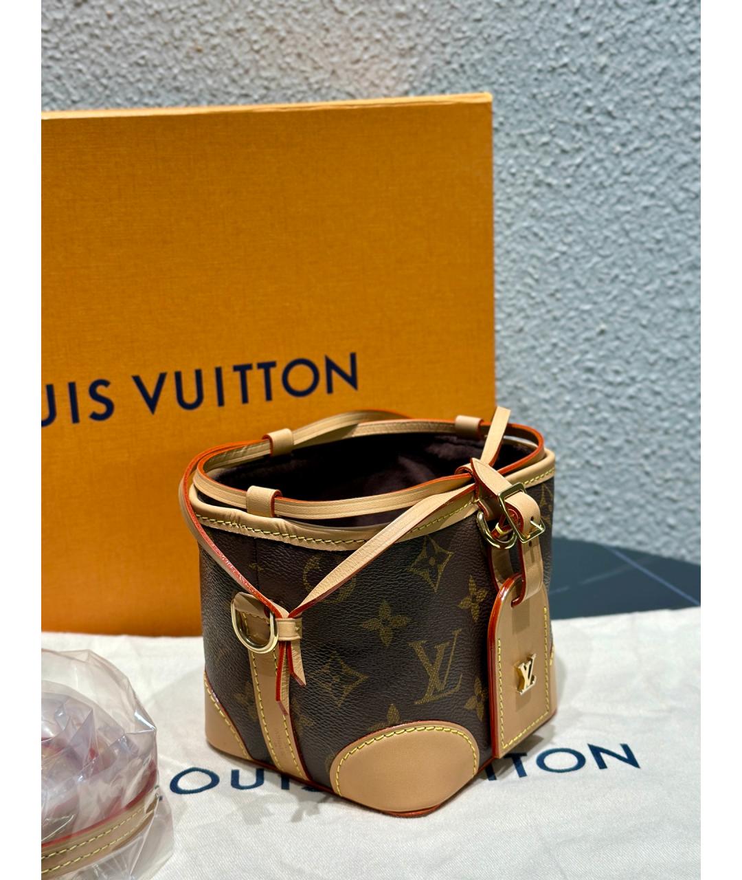 LOUIS VUITTON Коричневая сумка тоут из искусственной кожи, фото 3