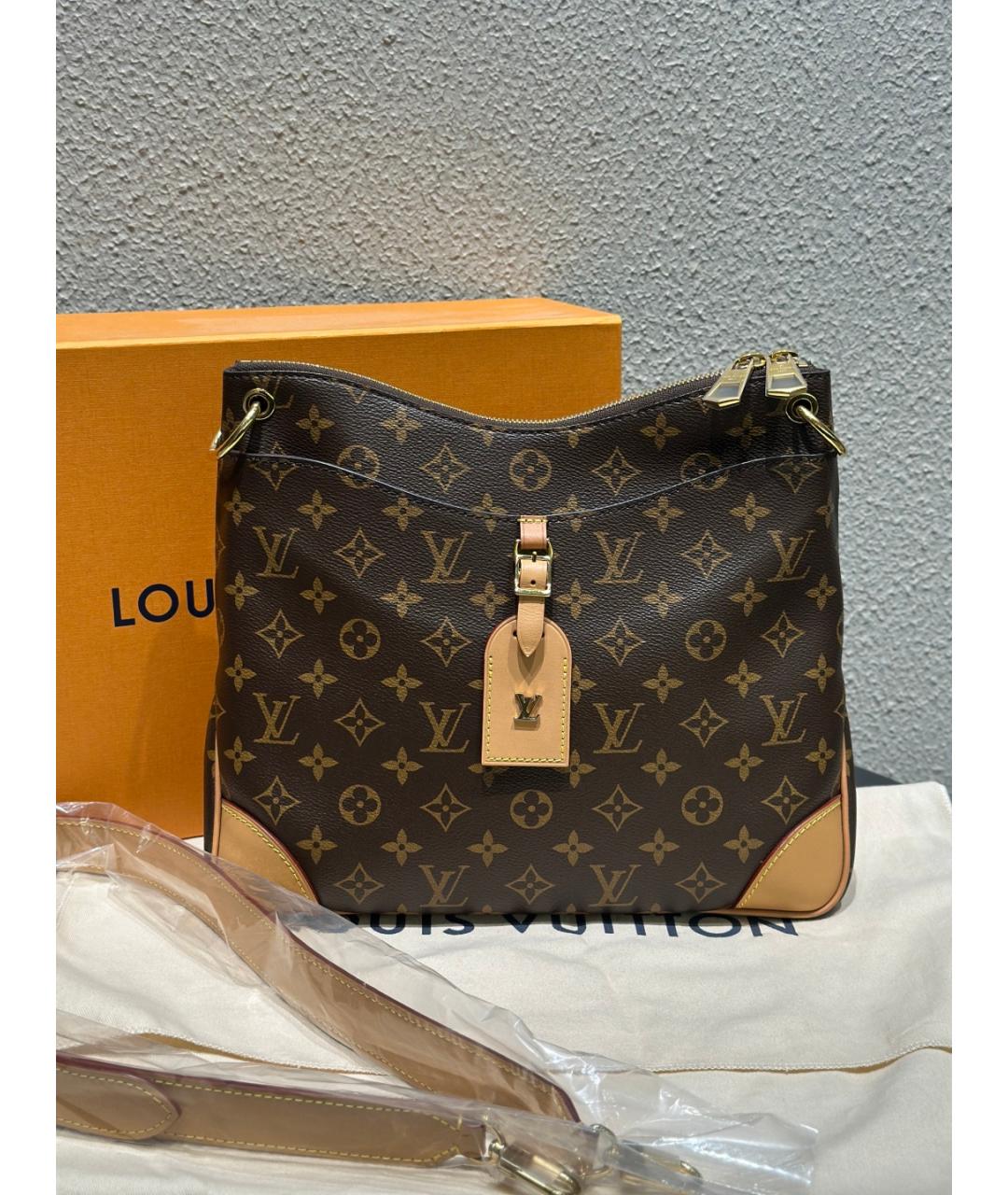 LOUIS VUITTON Коричневая сумка тоут из искусственной кожи, фото 10