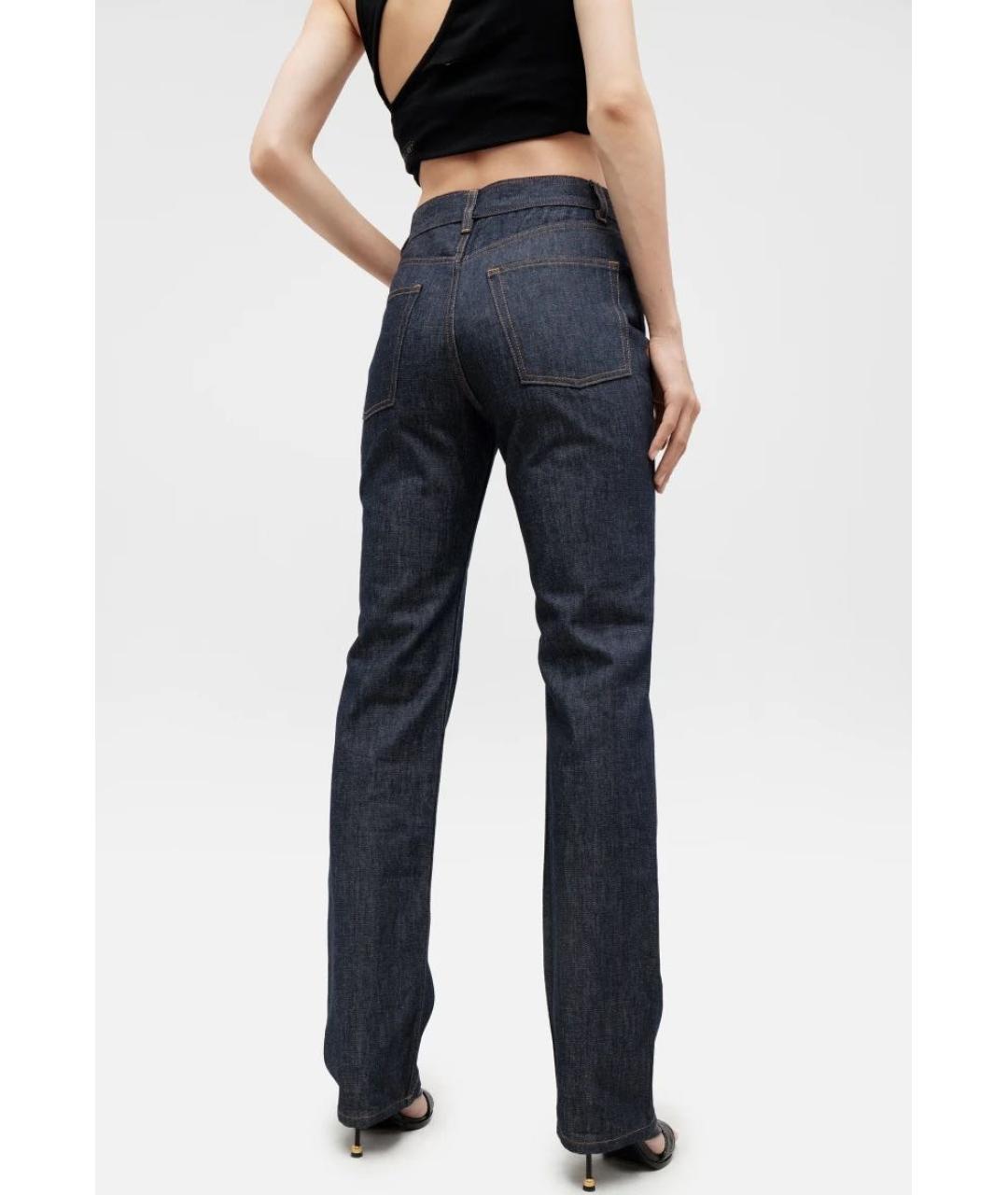 HELMUT LANG Темно-синие хлопковые прямые джинсы, фото 2