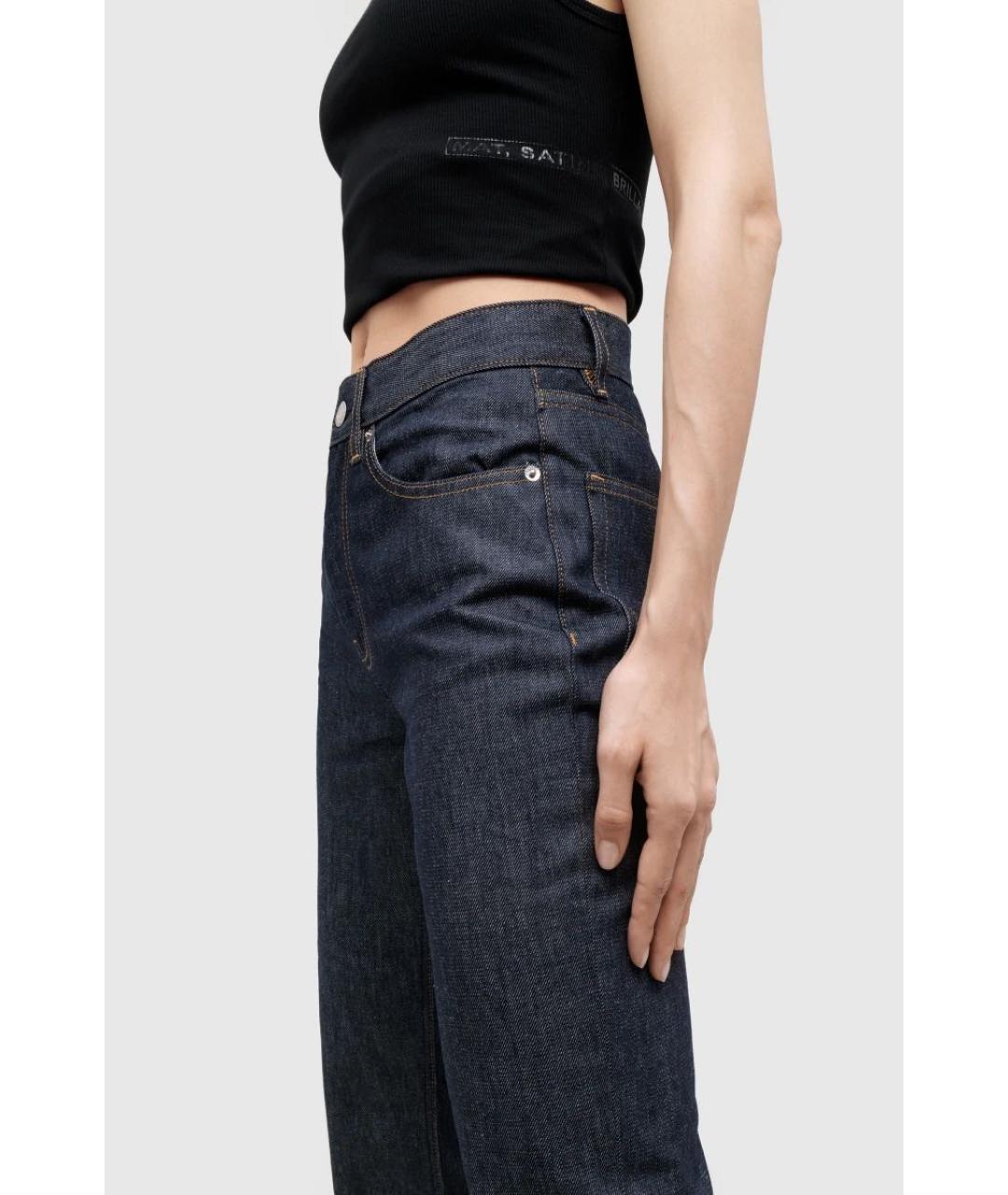 HELMUT LANG Темно-синие хлопковые прямые джинсы, фото 4