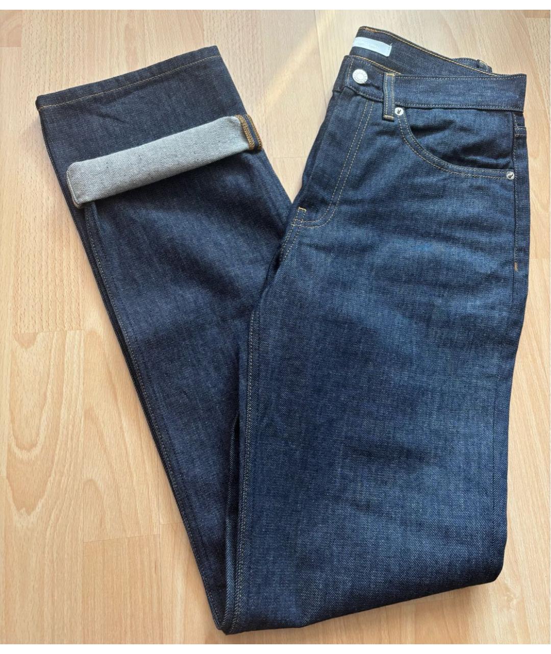 HELMUT LANG Темно-синие хлопковые прямые джинсы, фото 5