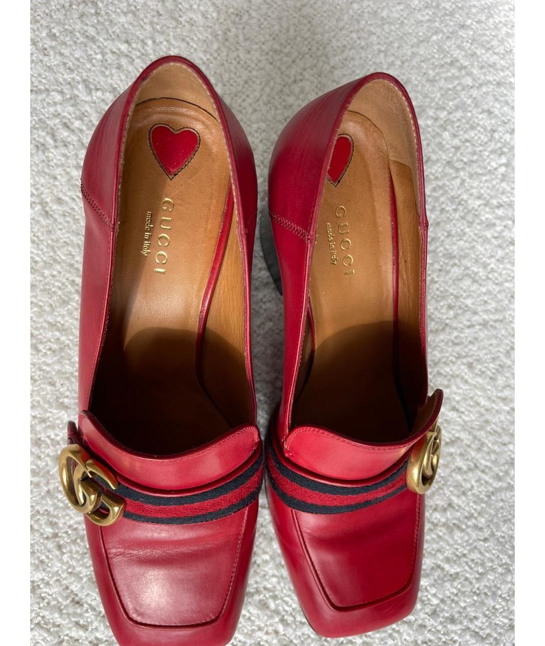 GUCCI Красные кожаные туфли, фото 5