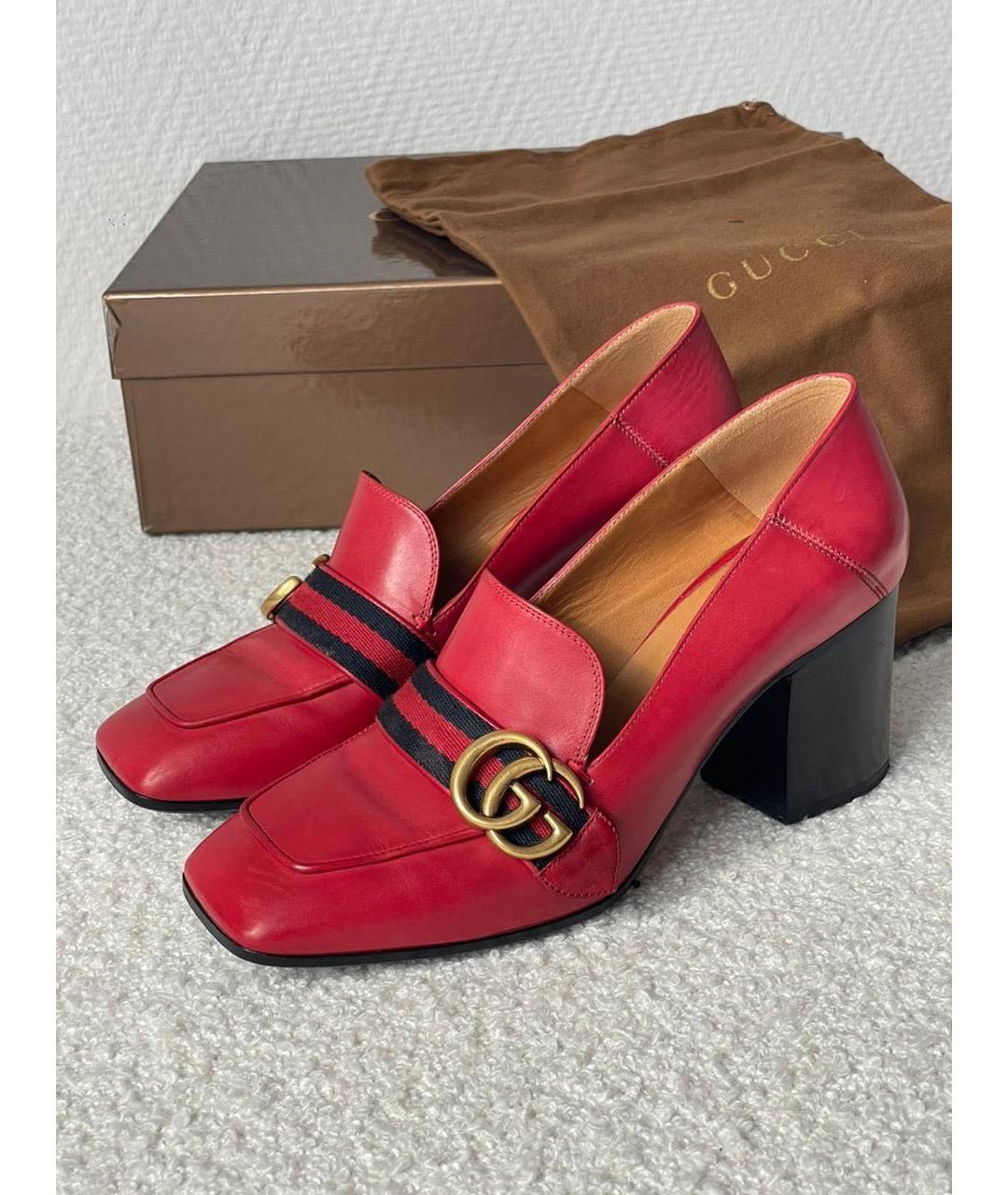 GUCCI Красные кожаные туфли, фото 6