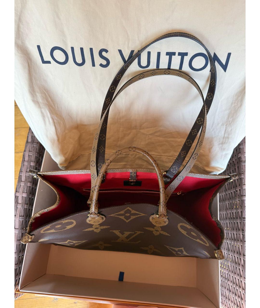LOUIS VUITTON Коричневая кожаная сумка тоут, фото 2