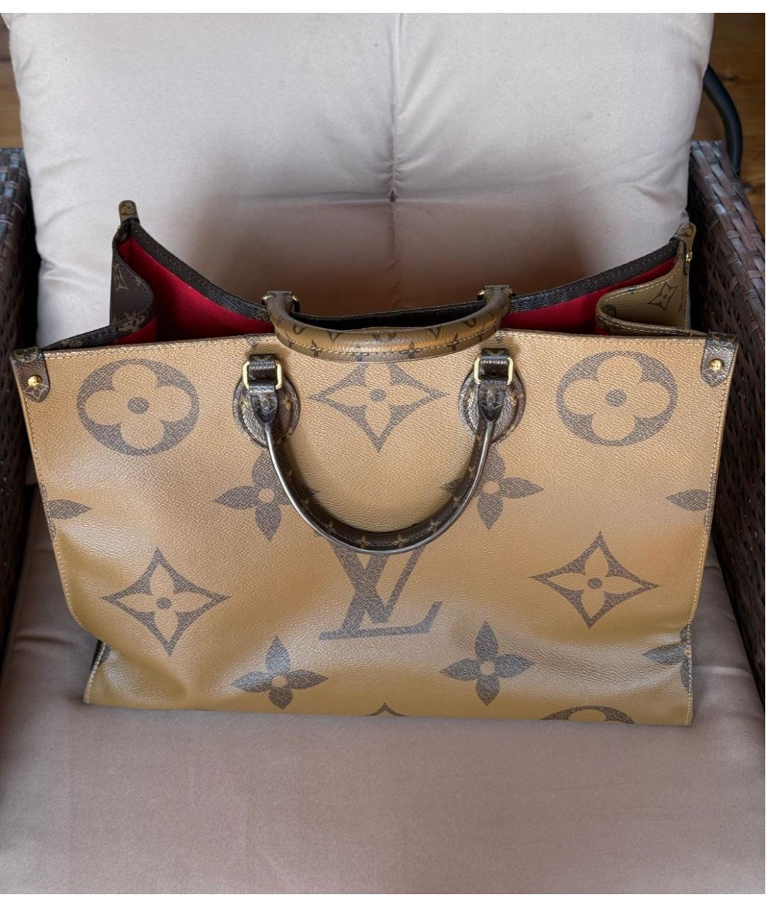 LOUIS VUITTON Коричневая кожаная сумка тоут, фото 4