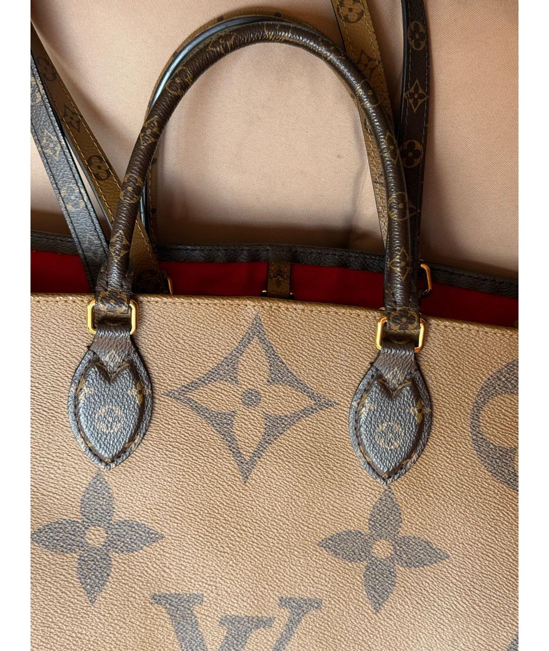 LOUIS VUITTON Коричневая кожаная сумка тоут, фото 5
