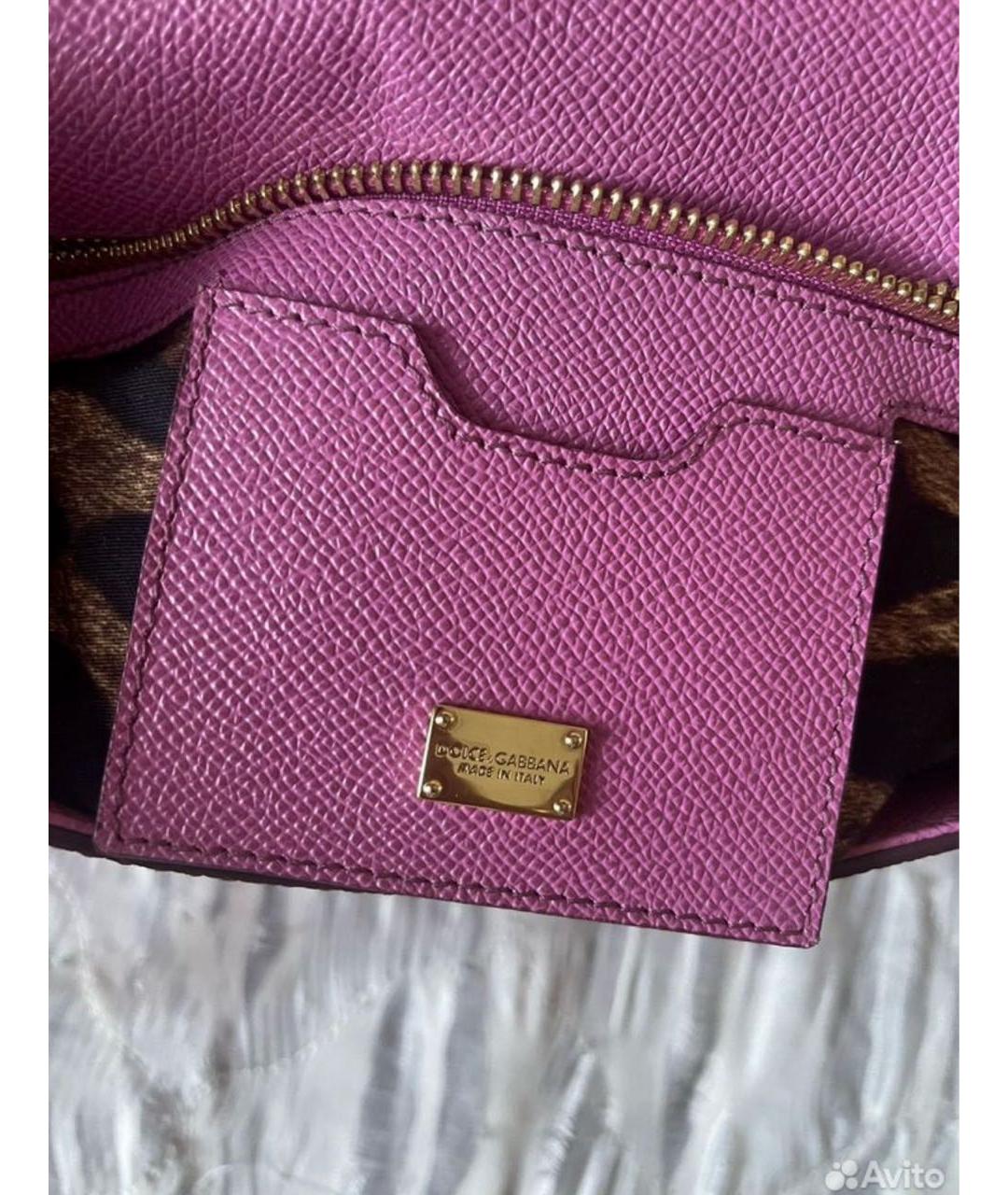 DOLCE&GABBANA Фуксия кожаная сумка с короткими ручками, фото 5