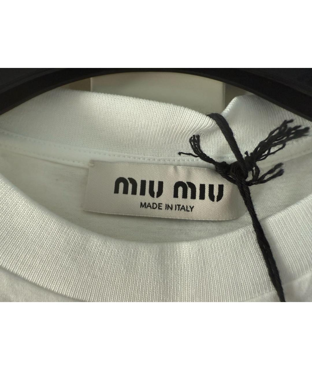 MIU MIU Белая хлопковая футболка, фото 2