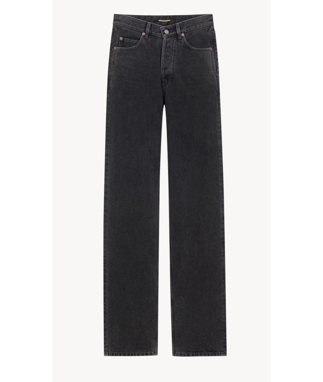 SAINT LAURENT Черные хлопковые прямые джинсы, фото 3