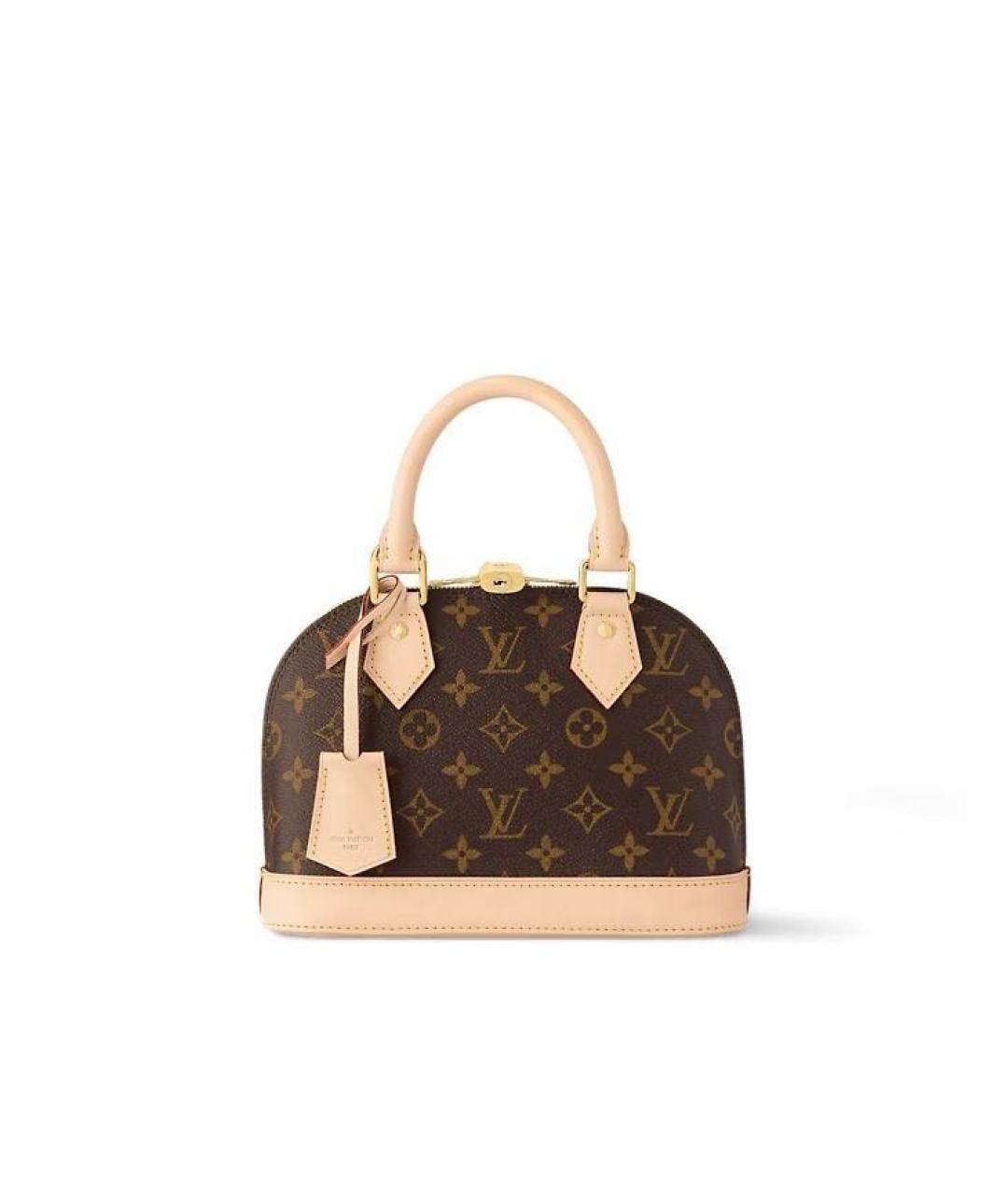 LOUIS VUITTON Коричневая кожаная сумка с короткими ручками, фото 9