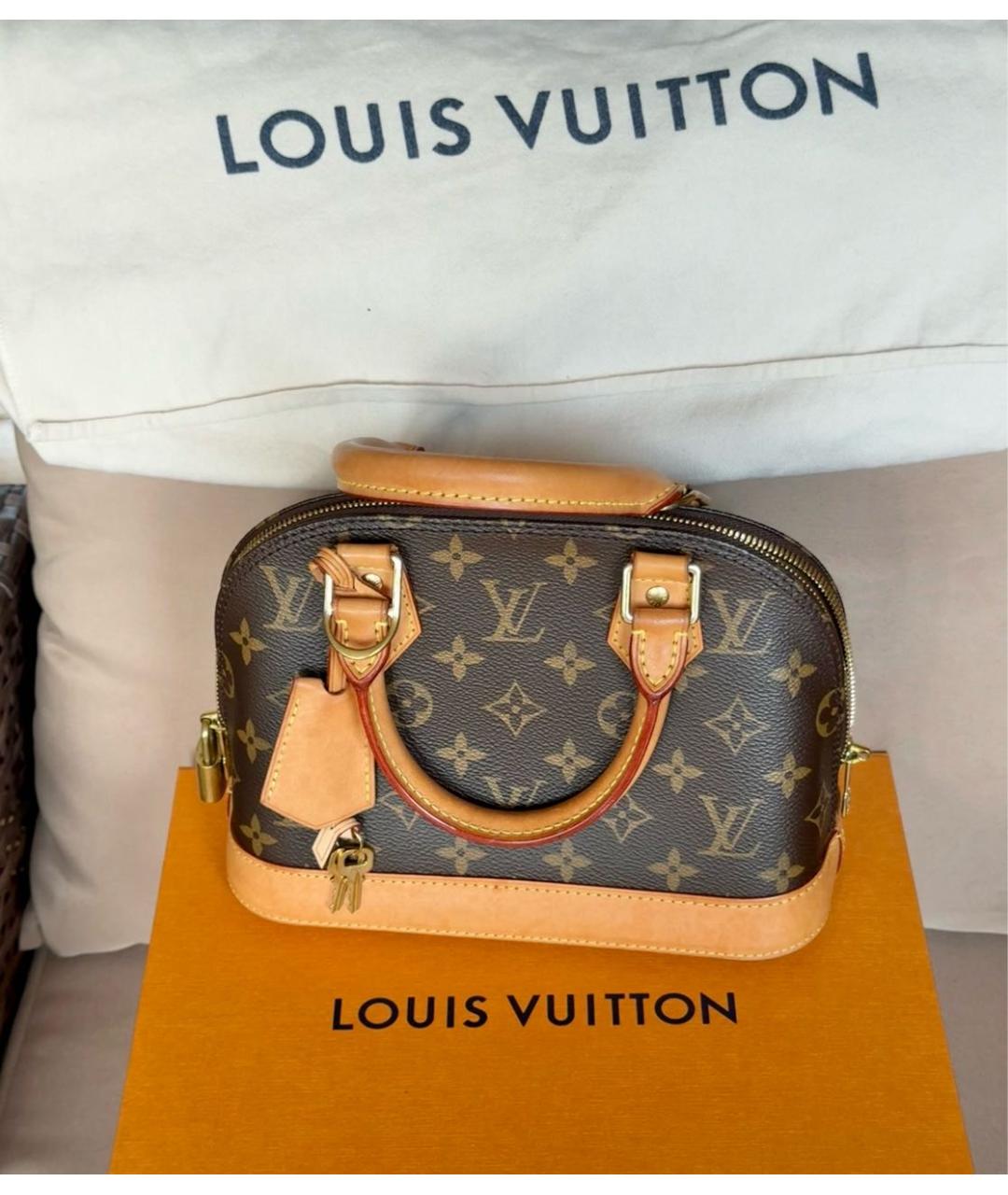 LOUIS VUITTON Коричневая кожаная сумка с короткими ручками, фото 2