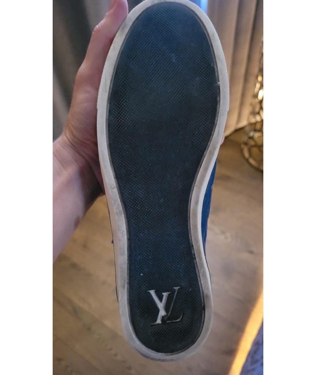 LOUIS VUITTON Синие кожаные кеды, фото 8
