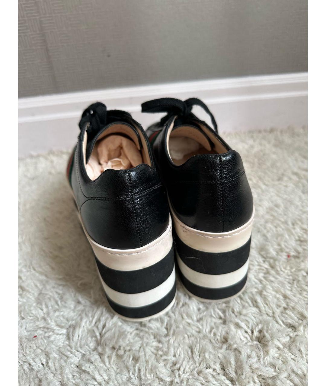 GUCCI Черные кожаные кроссовки, фото 4