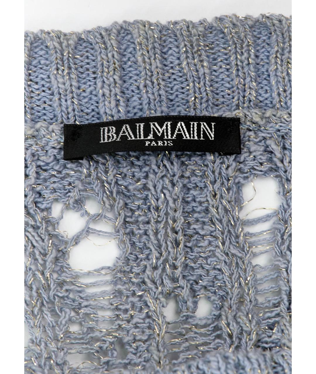 BALMAIN Голубой хлопковый джемпер / свитер, фото 3