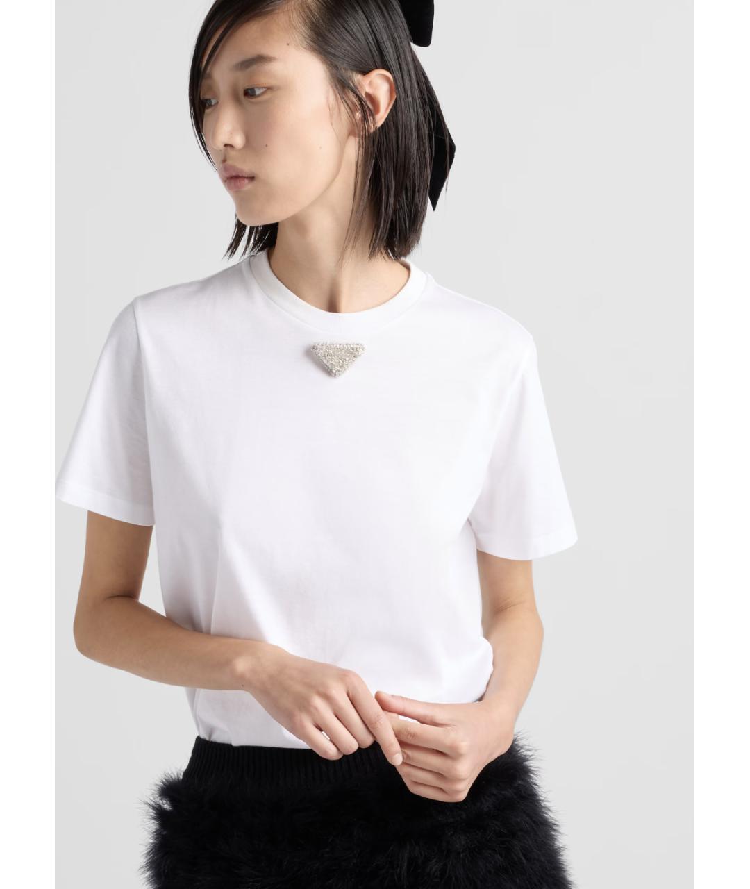 PRADA Белая хлопковая футболка, фото 4
