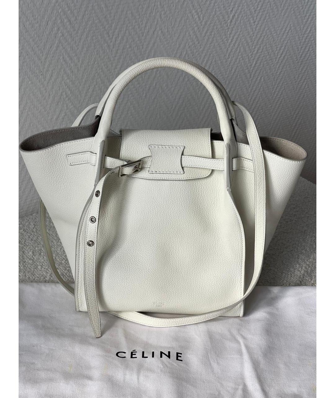 CELINE Белая кожаная сумка тоут, фото 9