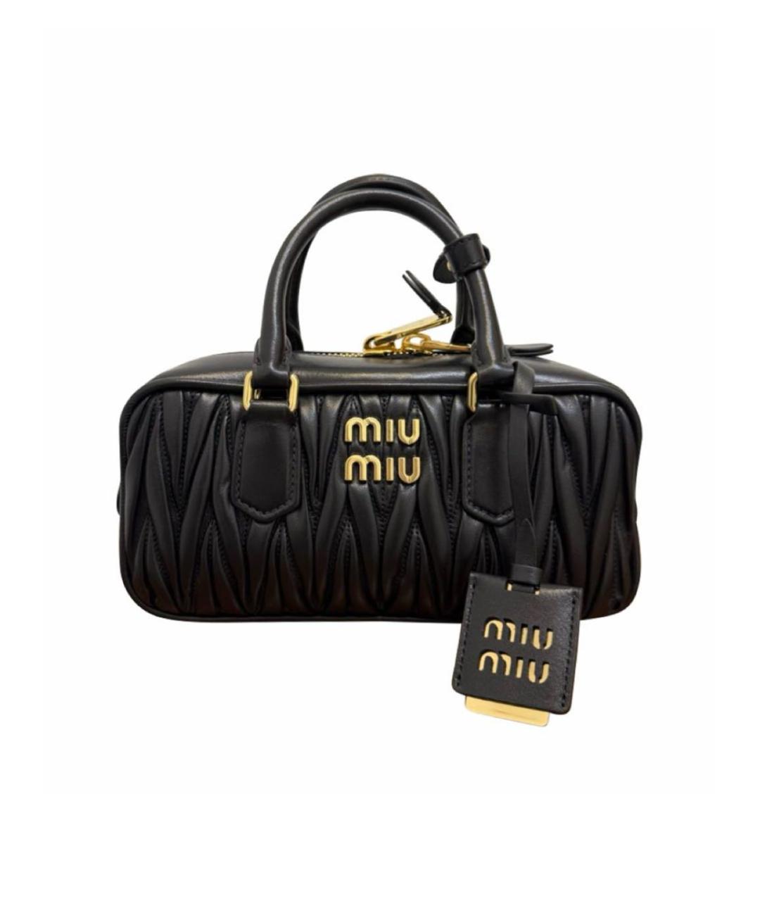 MIU MIU Черная кожаная сумка с короткими ручками, фото 7