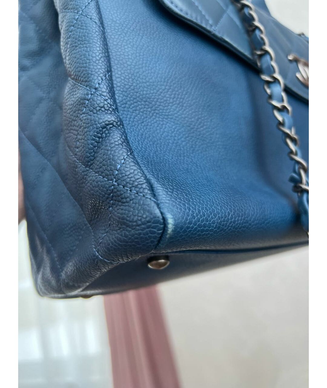 CHANEL PRE-OWNED Синяя кожаная сумка тоут, фото 6