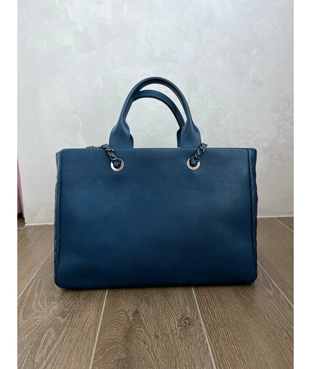 CHANEL PRE-OWNED Синяя кожаная сумка тоут, фото 3