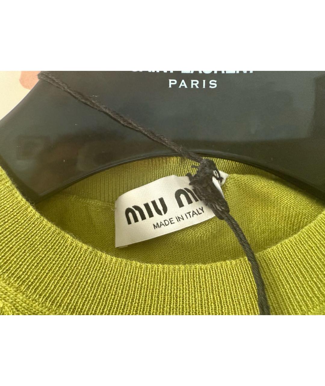 MIU MIU Зеленая кашемировая футболка, фото 2