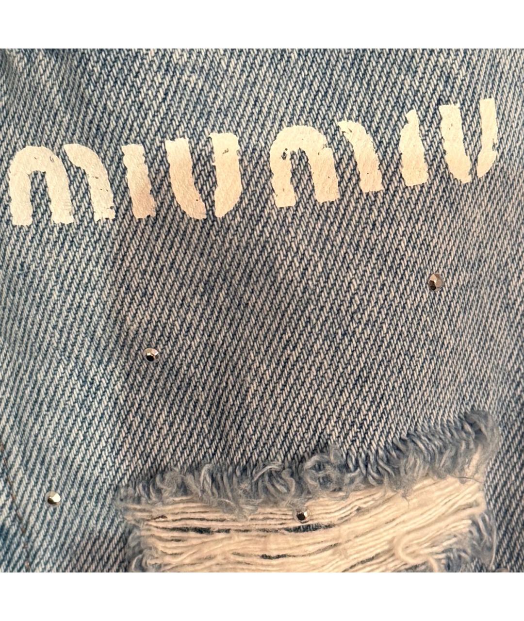 MIU MIU Голубые деним шорты, фото 5