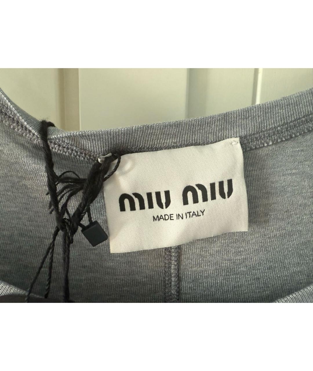 MIU MIU Серое шелковое повседневное платье, фото 3
