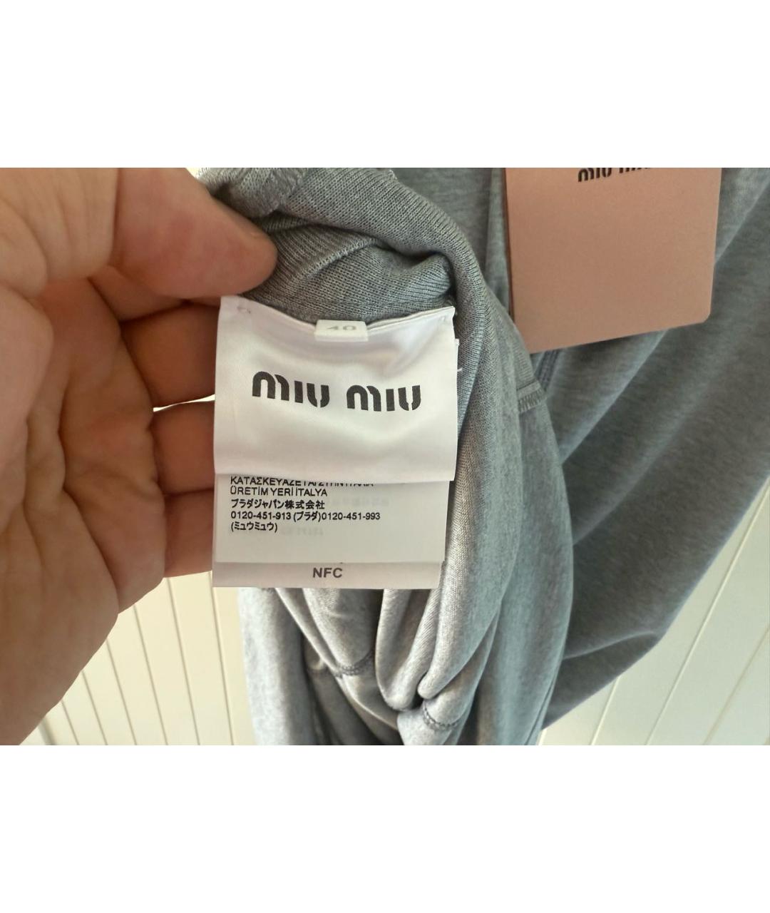 MIU MIU Серое шелковое повседневное платье, фото 4