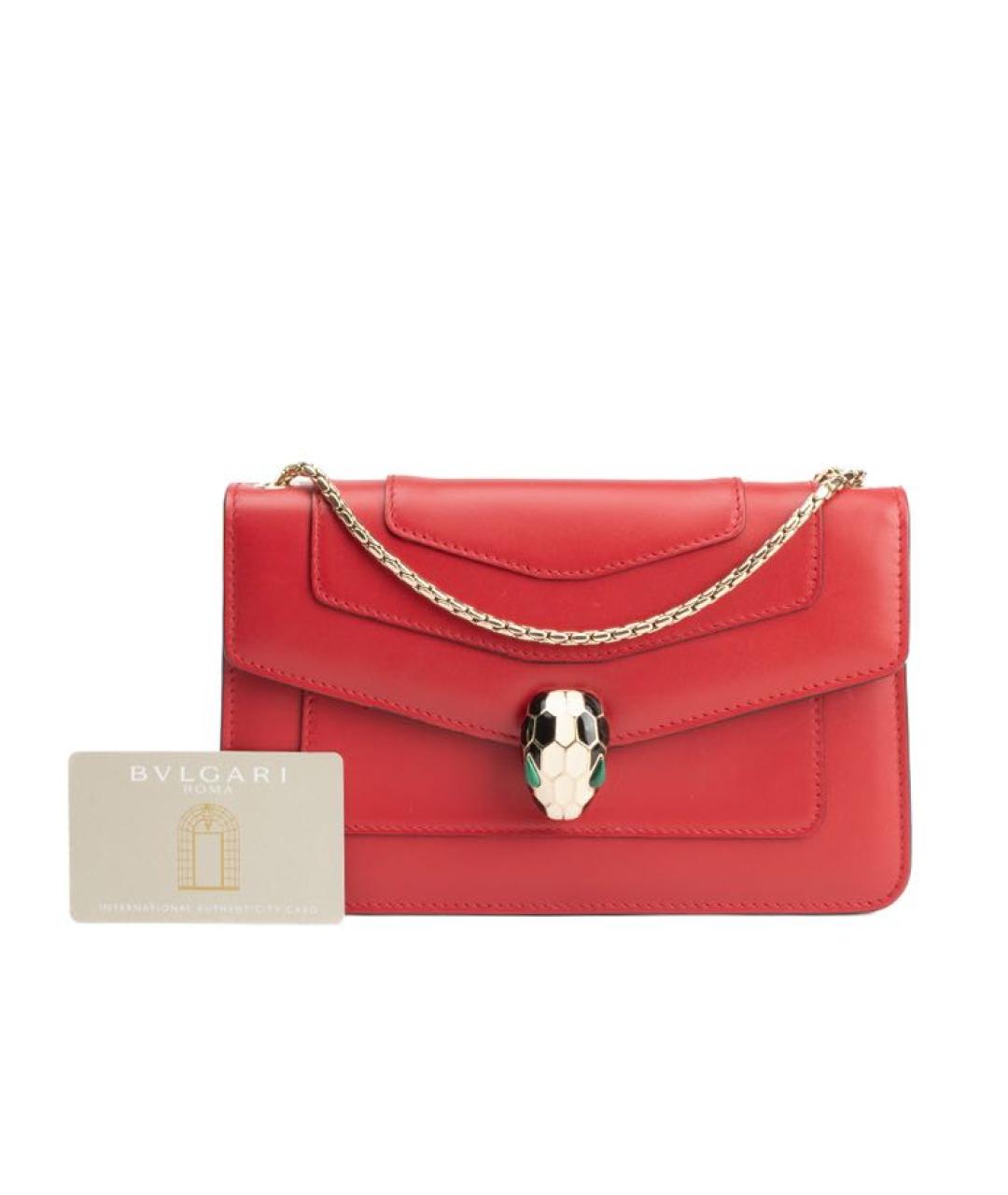 BVLGARI Красная кожаная сумка через плечо, фото 8