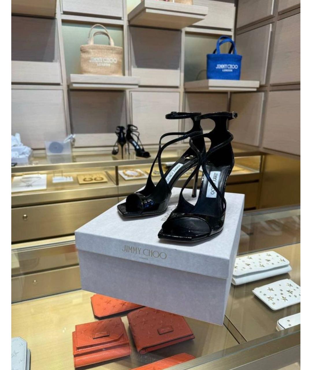 JIMMY CHOO Черные кожаные босоножки, фото 7