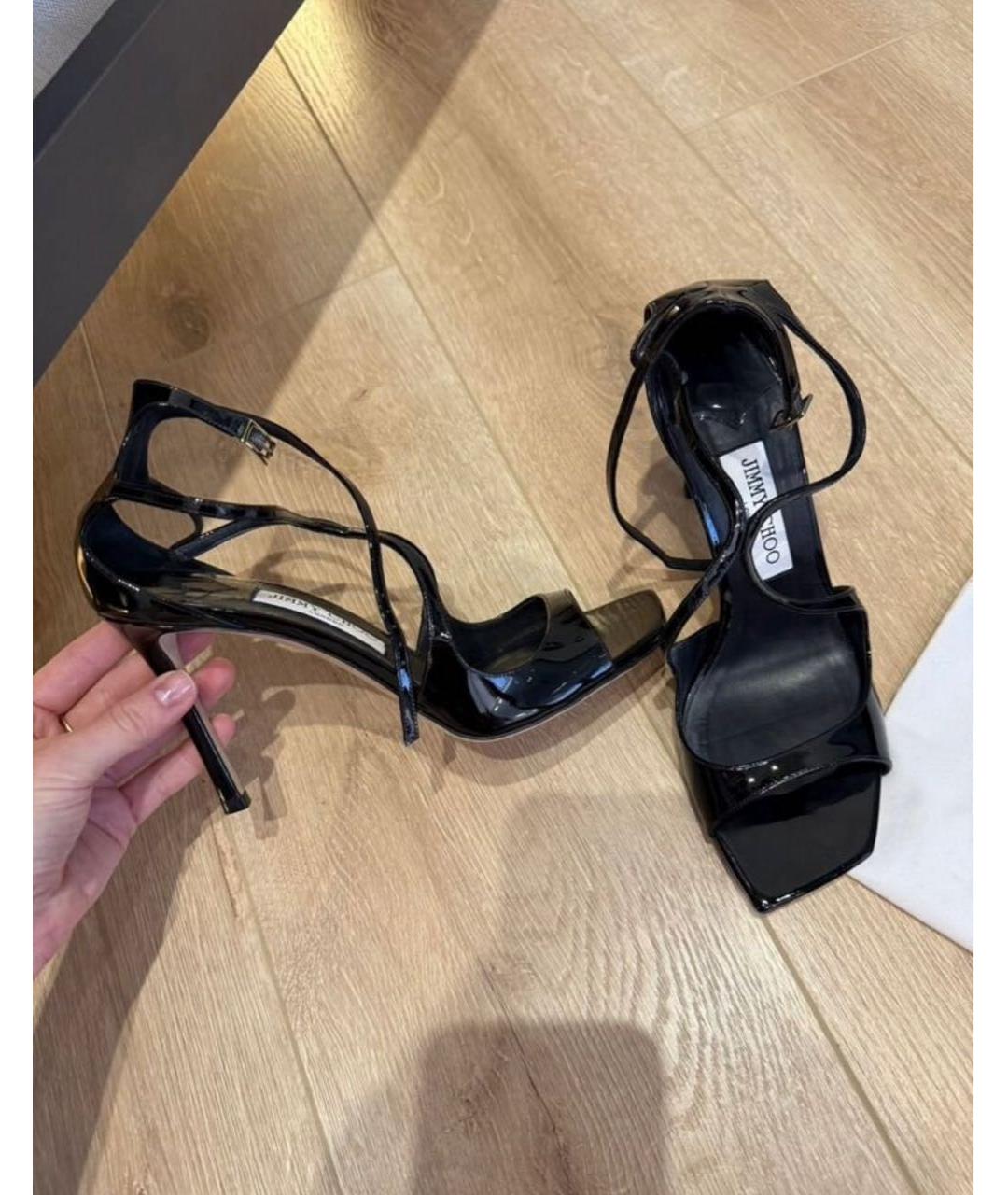 JIMMY CHOO Черные кожаные босоножки, фото 9