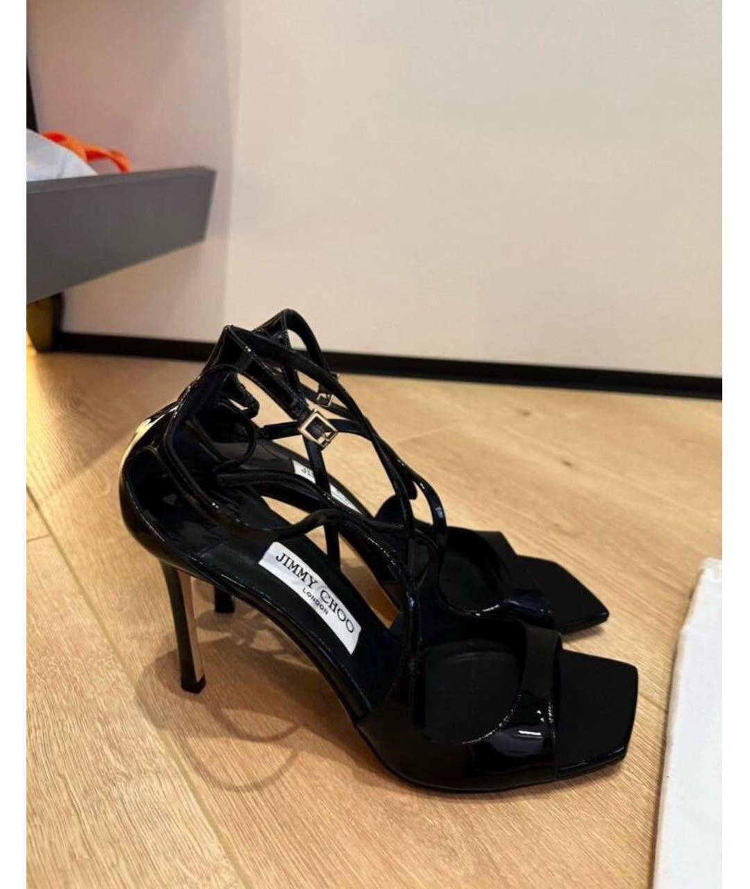JIMMY CHOO Черные кожаные босоножки, фото 3