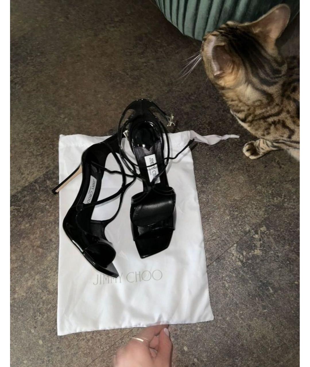JIMMY CHOO Черные кожаные босоножки, фото 8