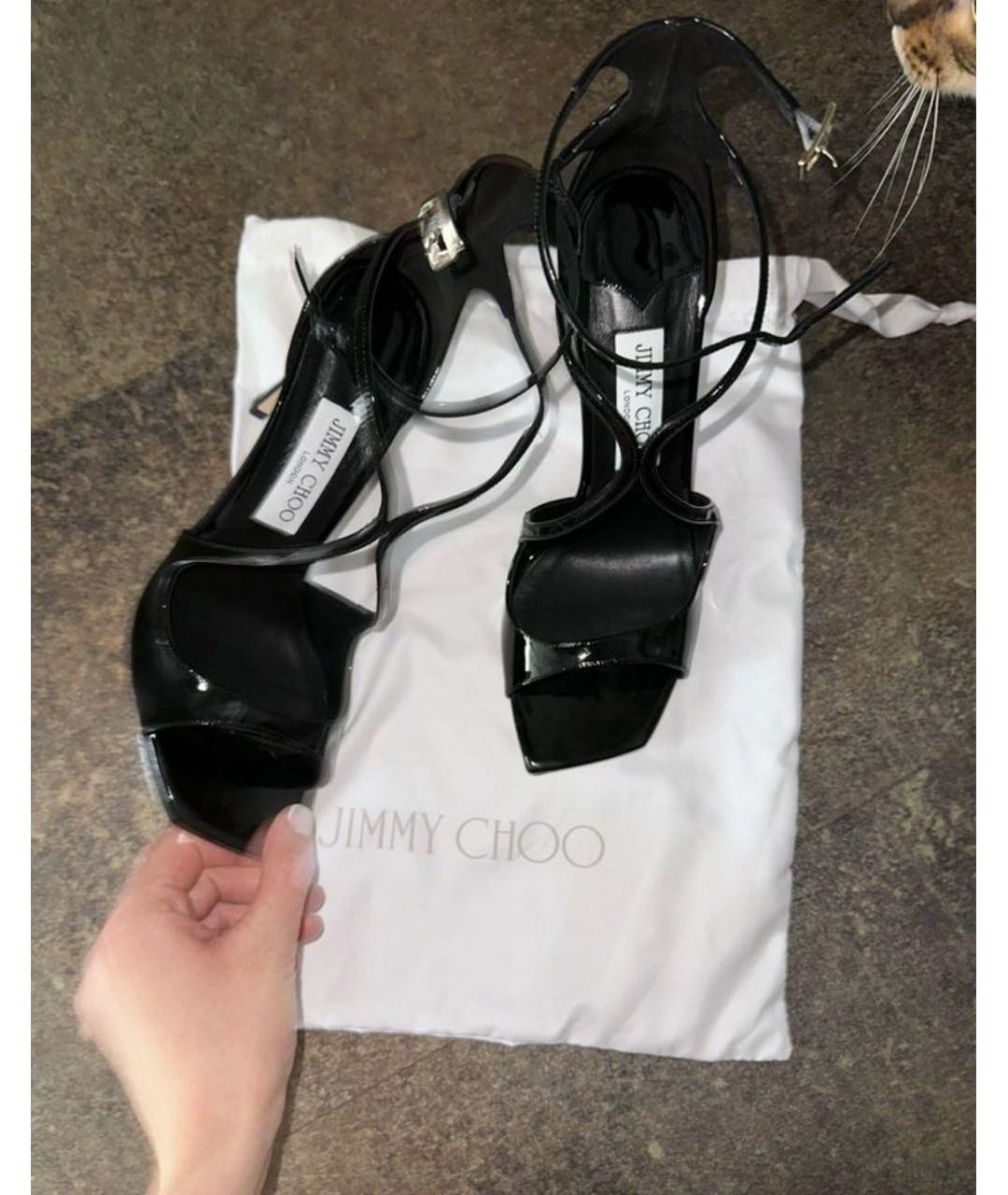 JIMMY CHOO Черные кожаные босоножки, фото 5