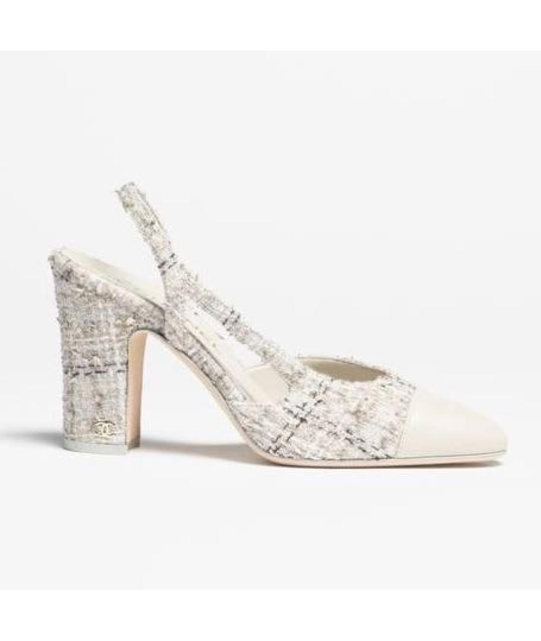 CHANEL Серые текстильные босоножки, фото 4