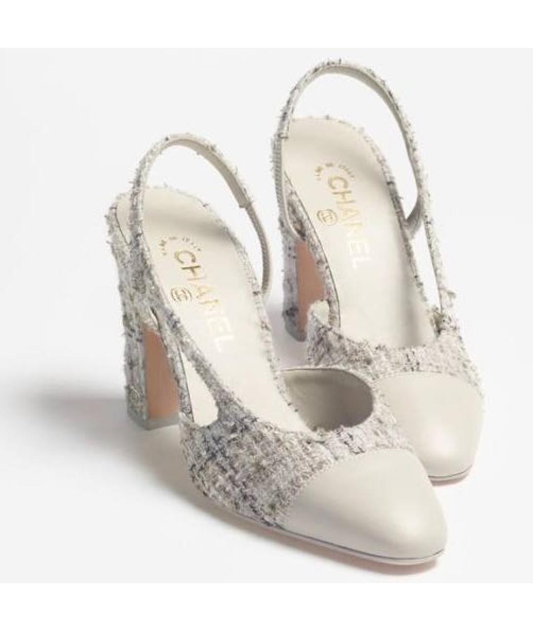 CHANEL Серые текстильные босоножки, фото 2