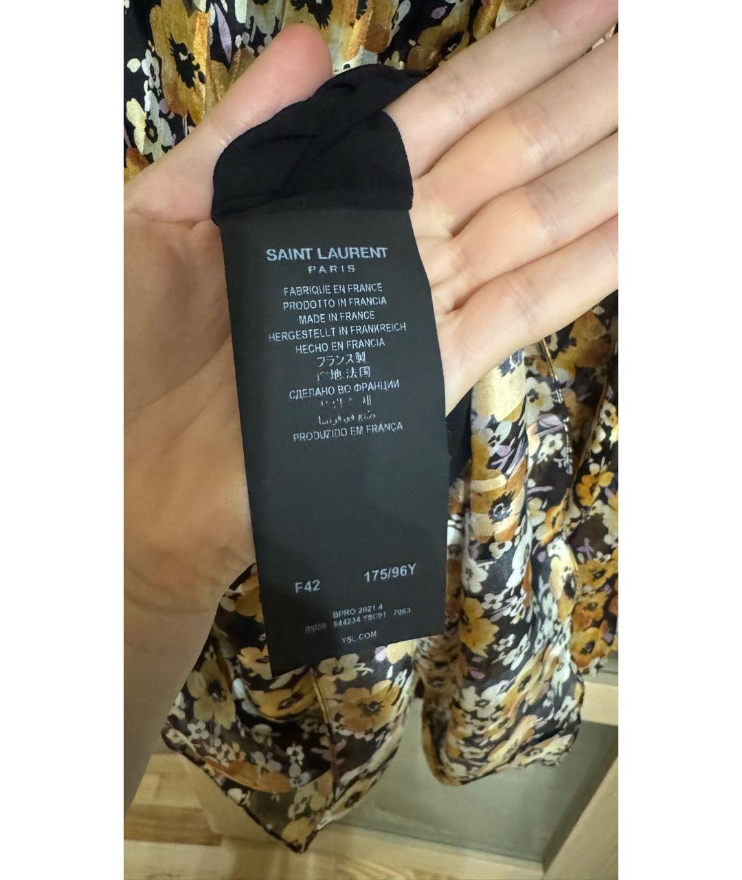 SAINT LAURENT Черное шелковое коктейльное платье, фото 4