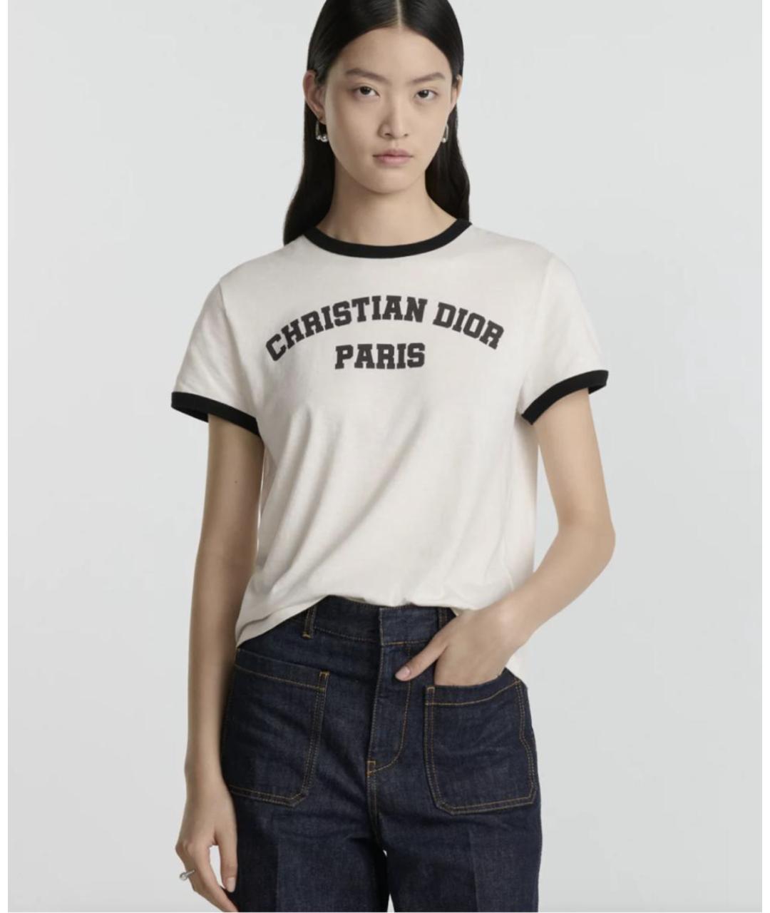 CHRISTIAN DIOR Белая хлопковая футболка, фото 3