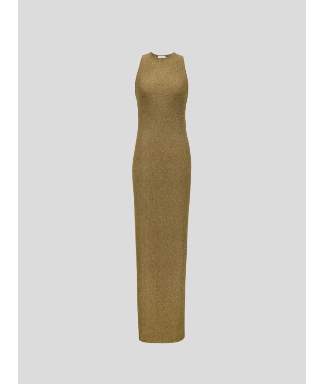SAINT LAURENT Золотое вискозное вечернее платье, фото 5
