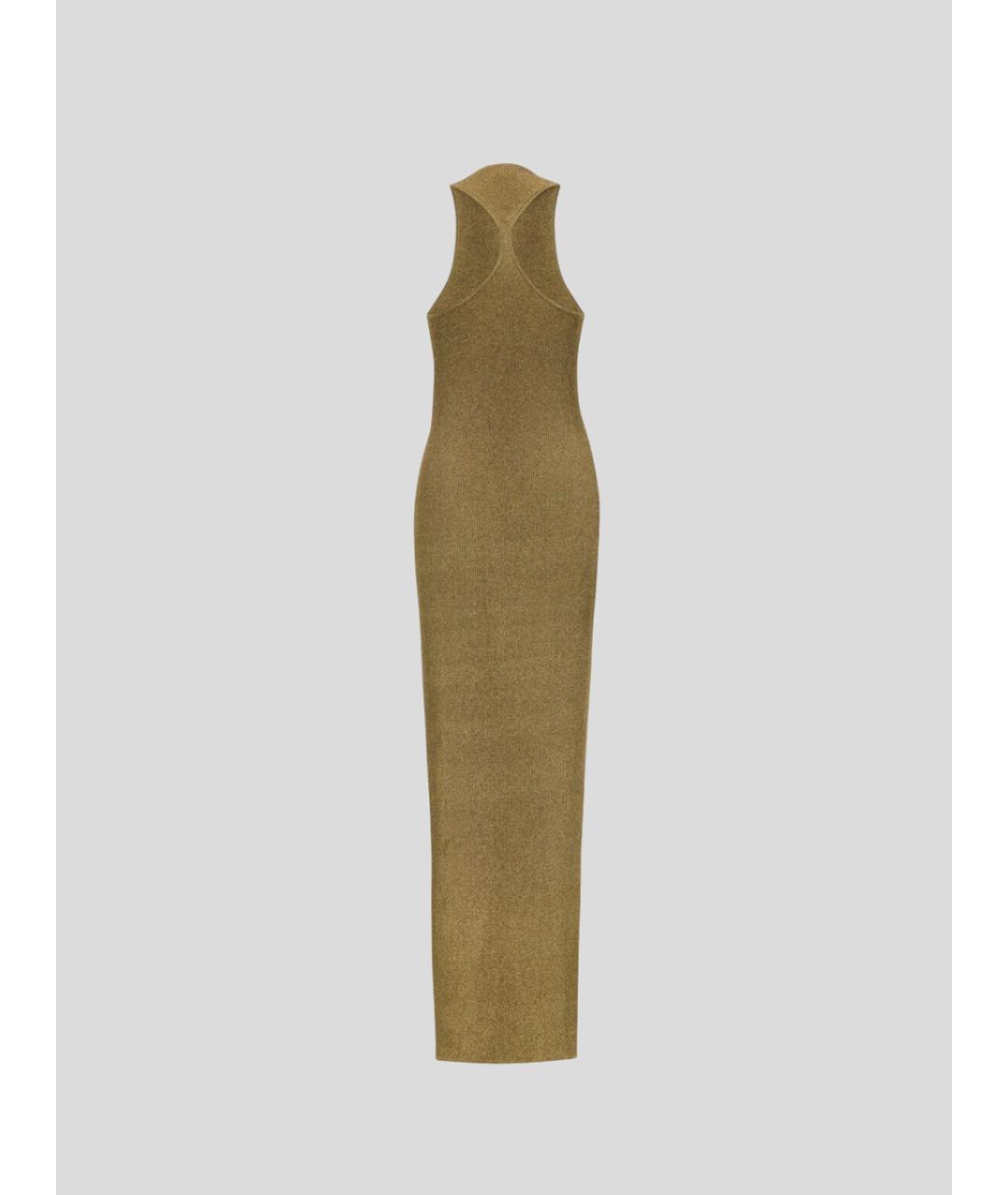 SAINT LAURENT Золотое вискозное вечернее платье, фото 2